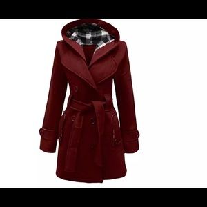URBAN DIVA Wine sweatshirt coat with tie belt